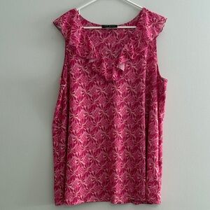 Lane Bryant Pink Floral Ruffle V-Neck Sleeveless Camisole